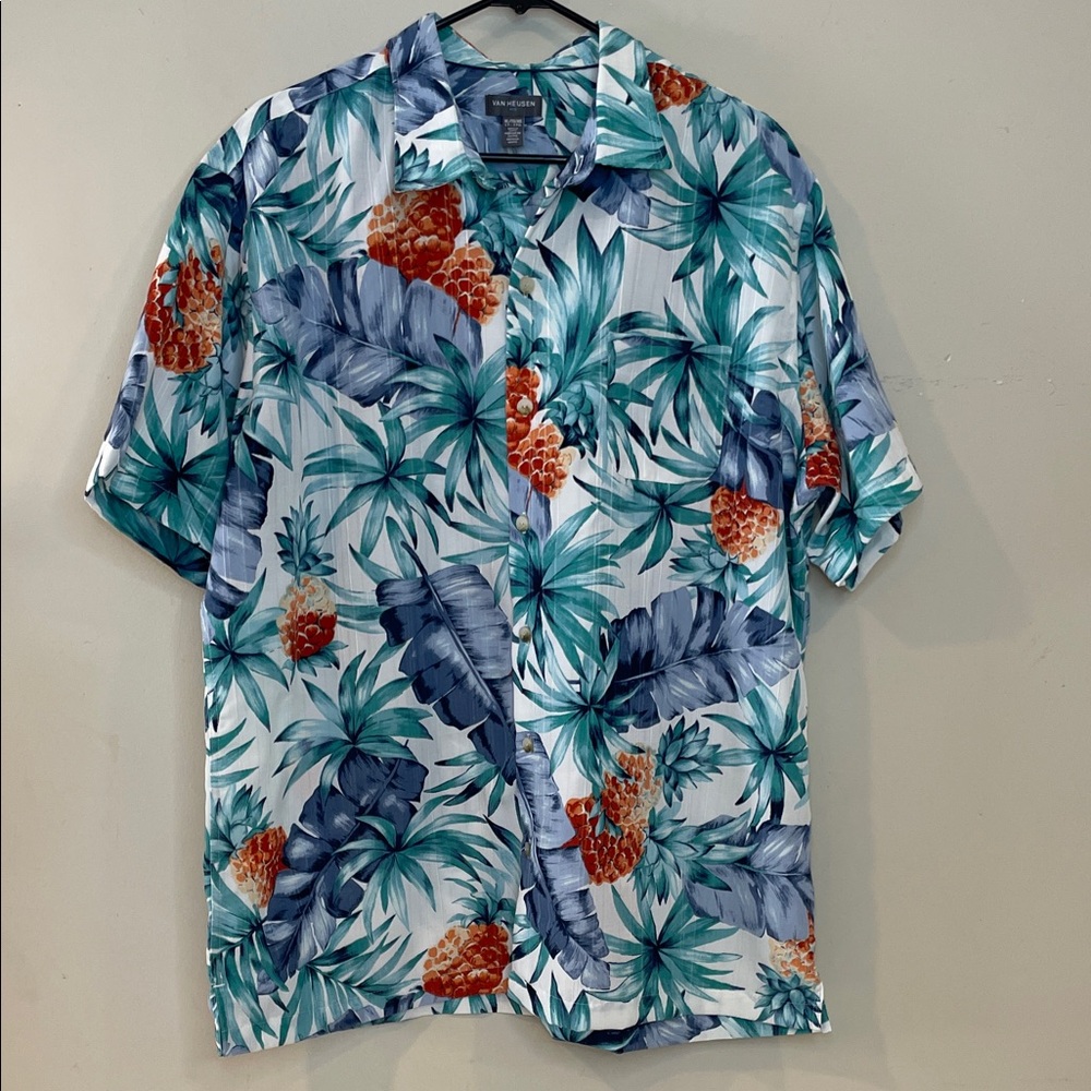 Van Heusen Blue and Orange Tropical Men's Shirt